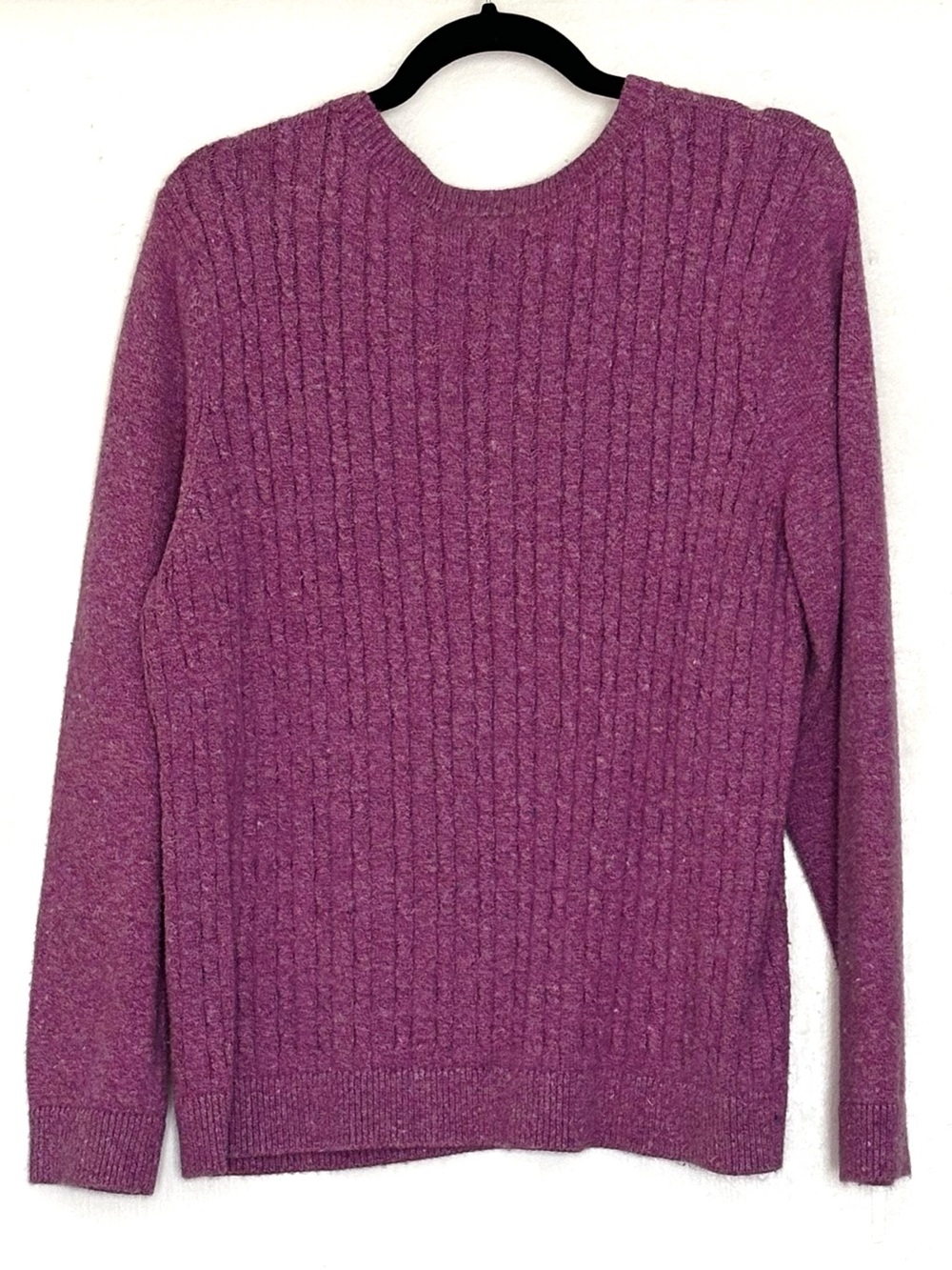 Talbots Cable Crewneck Sweater Donegal Heathered Magenta Size XL - Picture 3 of 5